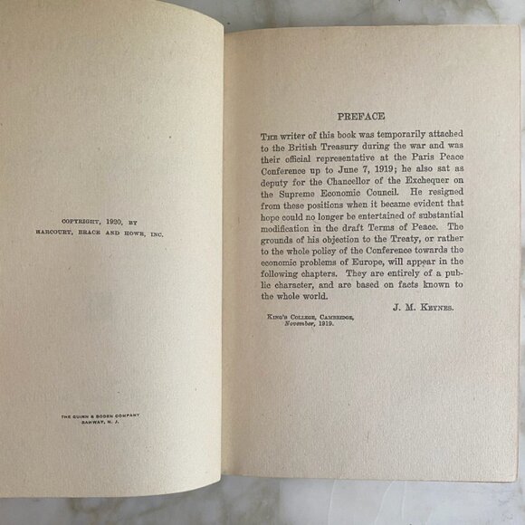 Antique The Economic Consequences of the Peace John Maynard Keynes Book Vintage - Picture 4 of 6